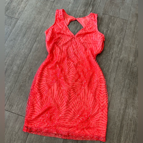 🌸BOUTIQUE shiny coral mini dress ✨ - Picture 8 of 10